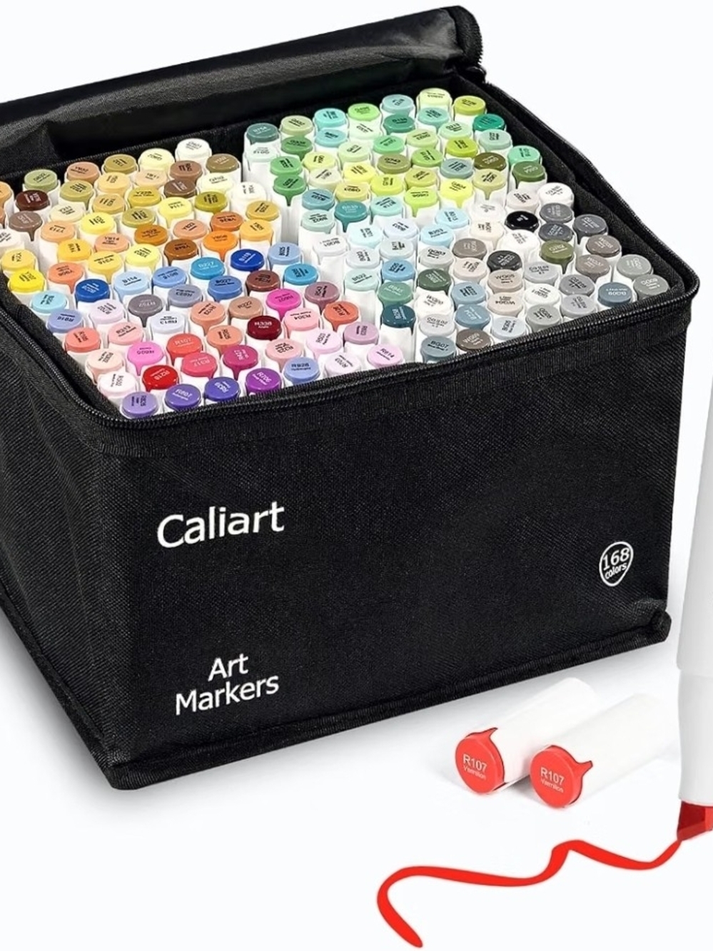 Caliart Alcohol Markers 168 Colors Dual Tip Art Markers for Adult Coloring